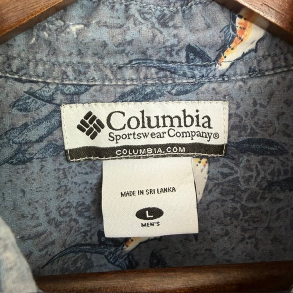 Columbia Blue Dreamcatcher Marlin Fishing Button Down Shirt - Large - Picture 5 of 5